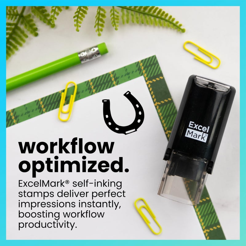 ExcelMark St. Patricks Day Rubber Stamp - Horseshoe Stamp - Black Ink - Image 2